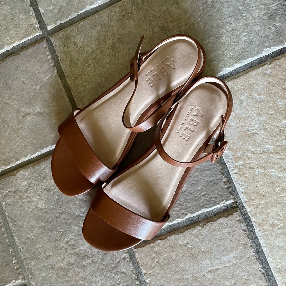 ABLE Larissa Platform Sandal in Cognac